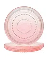 The Wine Savant Glass Hobnail Colored Plates, Set Of 4 In Pink