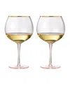 The Wine Savant Gold Rim Vintage Stemmed Wine Glasses, Set Of 2