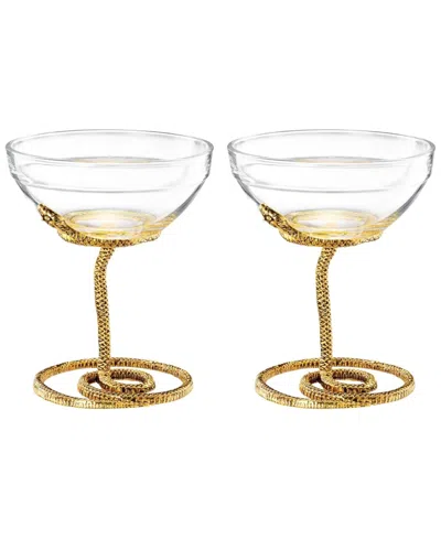 The Wine Savant Gold Snake Cocktail Glasses, Set Of 2