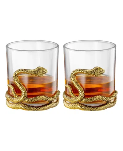 The Wine Savant Gold Snake Whiskey Glasses, Set Of 2