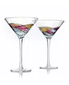 THE WINE SAVANT HAND PAINTED STAINED GLASS MARTINI GLASSES 8 OZ, SET OF 2