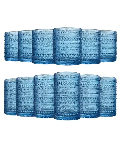 The Wine Savant Hobnail Beaded Highball Tumbler Glasses, Set Of 12 In Blue