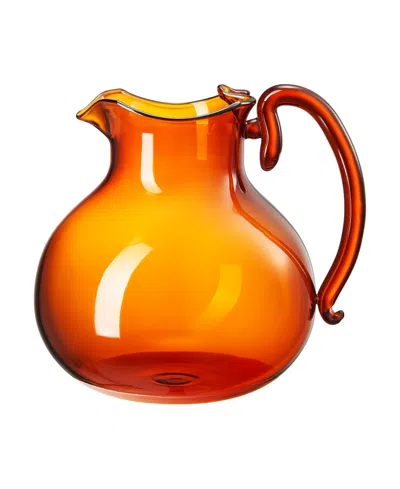 The Wine Savant Italian Design 25 Oz. Amber Glass Pitcher In Orange