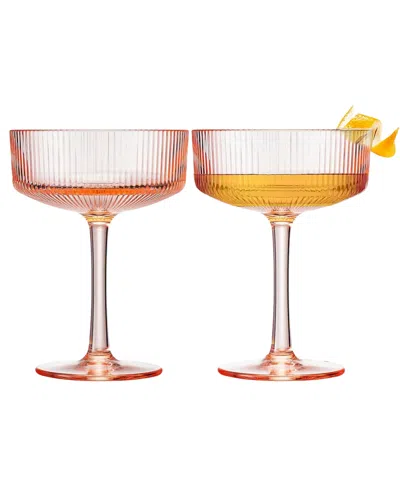 The Wine Savant Khen Art Deco Shatterproof Coupe Glasses, Set Of 2 In Pink