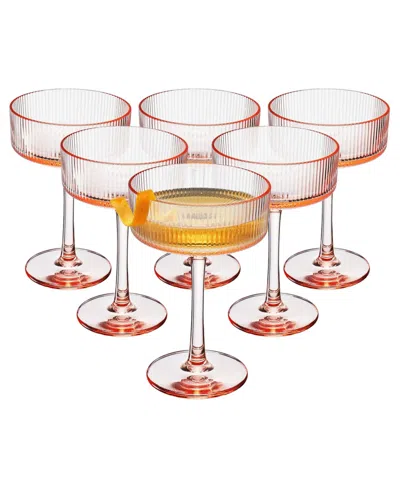 The Wine Savant Khen Art Deco Shatterproof Coupe Glasses, Set Of 6 In Pink