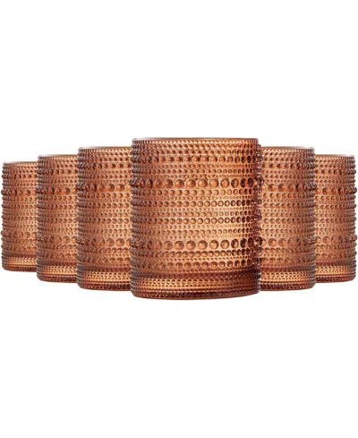 The Wine Savant Khen Hobnail Glasses, Set Of 6 In Orange