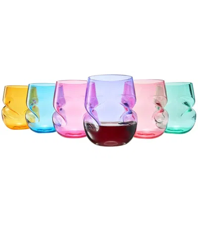 The Wine Savant Khen Tritan Unbreakable Aerating Stemless Wine Glasses, Set Of 6 In Multicolor