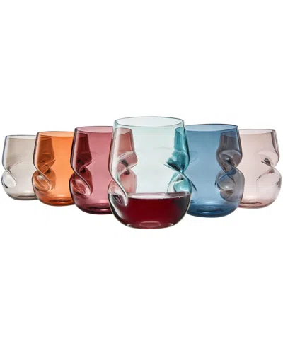 The Wine Savant Khen Tritan Unbreakable Pastel Aerating Stemless Wine Glasses, Set Of 6 In Multicolor
