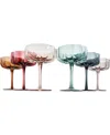 The Wine Savant Martini And Champagne Flower Classic Wavy Glass Coupes, Set Of 6 In Multi Color