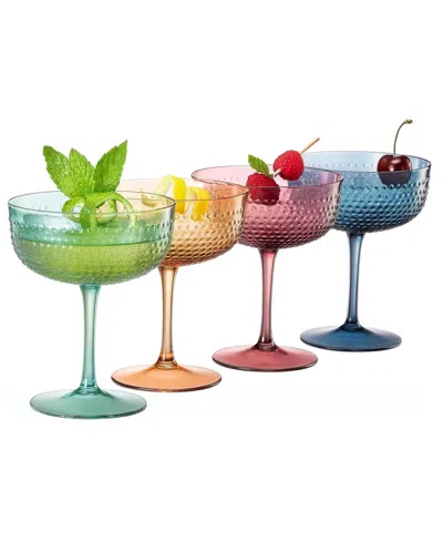 The Wine Savant Muted Hobnail Coupe Glasses, Set Of 4 In Multi