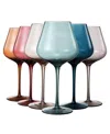 The Wine Savant Pastel Large Colored Crystal Wine Glass, Set Of 6 In Multicolored