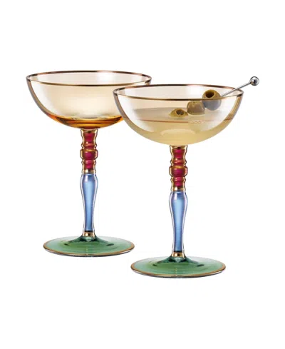 The Wine Savant Renaissance Amber Coupe Glasses, Set Of 2 In Multi