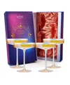 The Wine Savant Ripple Ribbed Martini & Champagne Coupe Iridescent Colored Glasses, Set Of 4 In Multicolored