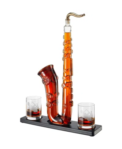 The Wine Savant Saxophone 34 Oz. Decanter Set In Transparent