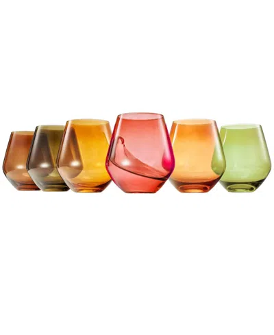 The Wine Savant Shades Of Winter Spring Colored Crystal Wine Glasses, Set Of 6 In Multicolor