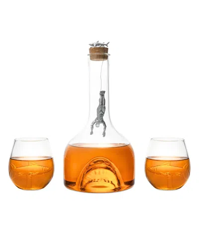 The Wine Savant Shark 34 Oz. Whiskey Decanter Set In Transparent