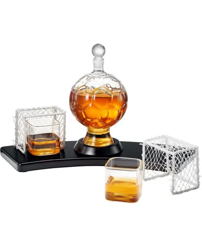 The Wine Savant Soccer Ball 3-pc. Glass Decanter Set In Transparent