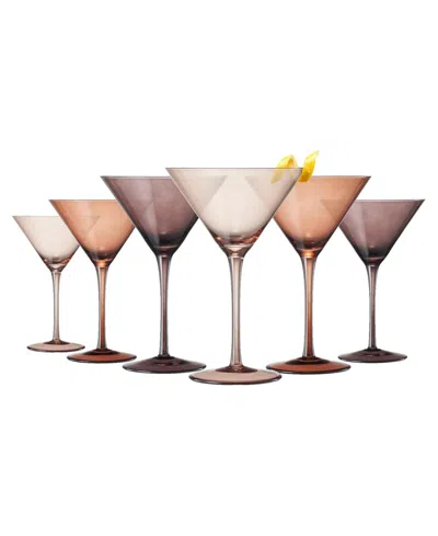 The Wine Savant Venus Ribbed Martini Glasses, Set Of 6 In Multi