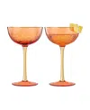 The Wine Savant Vintage Art Deco Coupe Glasses, Set Of 2 In Red