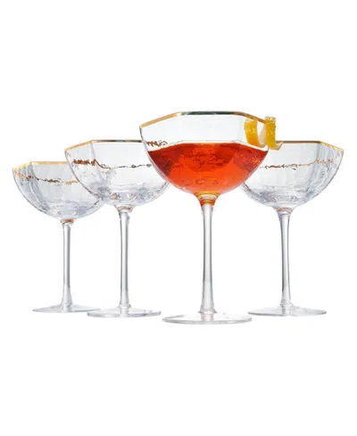 The Wine Savant Vintage Octagonal Coupe Glasses, Set Of 4