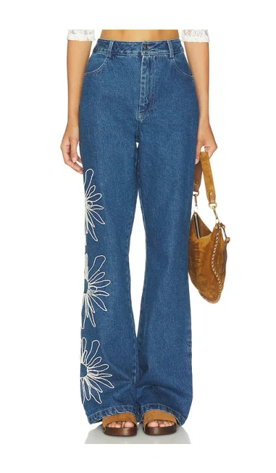 The Wolf Gang Amana Denim Flare Jean In Blue