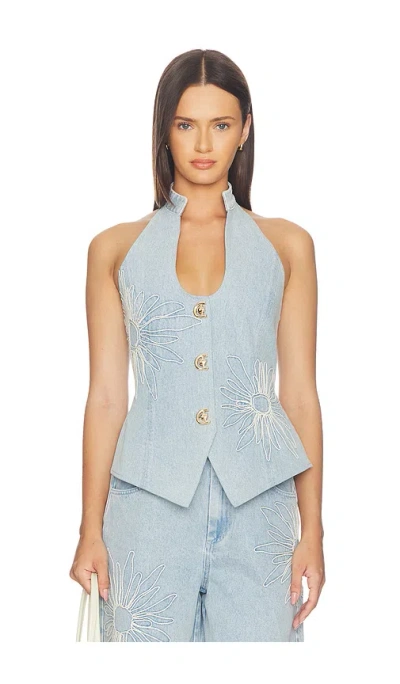 The Wolf Gang Amana Denim Vest In Blue