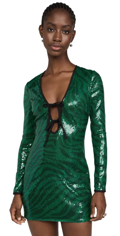 The Wolf Gang Brillo Sequin Dress Emerald