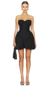 The Wolf Gang Cece Linen Mini Dress In 黑色