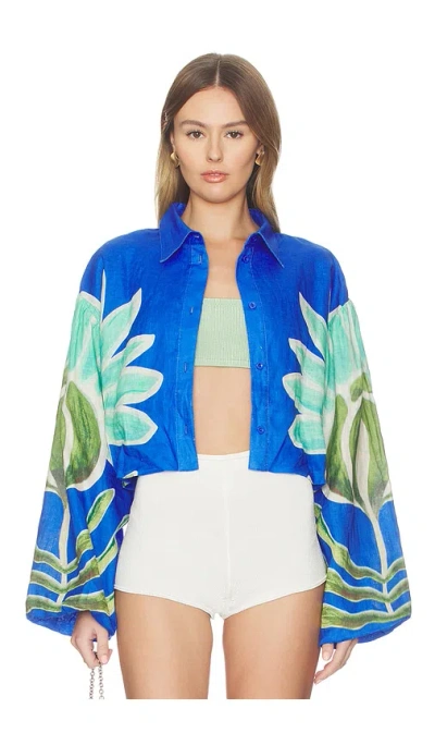 The Wolf Gang Concha Bubble Shirt In Blue