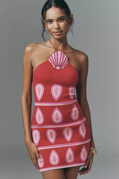 The Wolf Gang Concha Halter Mini Dress In Pattern