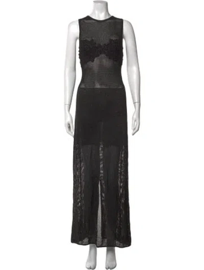 Pre-owned The Wolf Gang Crew Neck Long Dress In Black