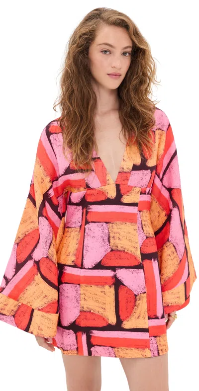 The Wolf Gang Elara Linen Mini Dress Mosaic