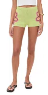 The Wolf Gang Elke Crochet Shorts Lime In Multi