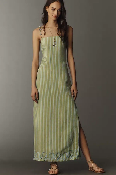 The Wolf Gang Elm Embroidered Maxi Dress In Green