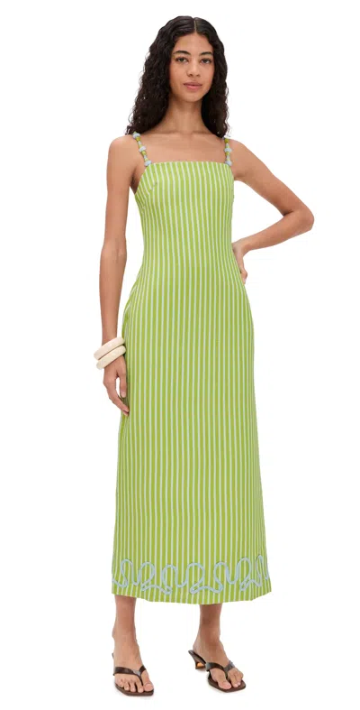 The Wolf Gang Elm Maxi Dress Peppermint Stripe In Green