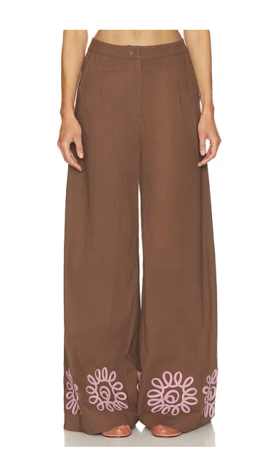 The Wolf Gang Estela Pant In Brown