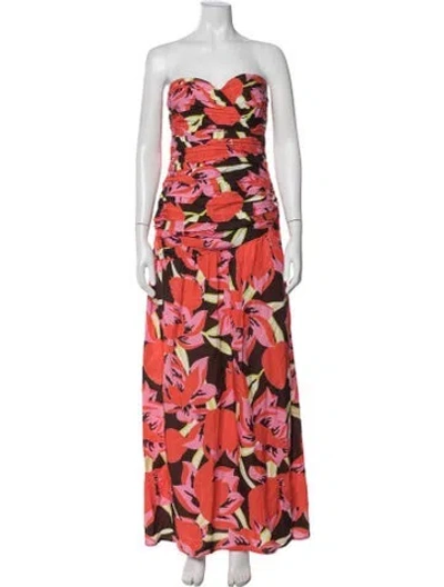 Pre-owned The Wolf Gang Floral Print Long Dress In Multicolor