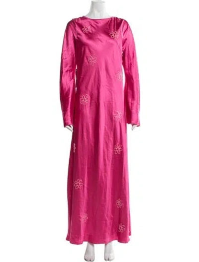 Pre-owned The Wolf Gang Floral Print Long Dress In Pink