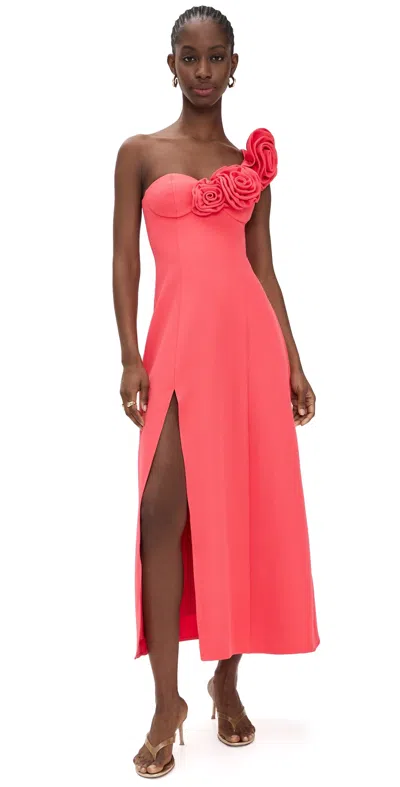 The Wolf Gang Flores Midi Dress Berry In Pink