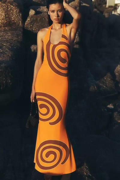 The Wolf Gang Giro Halter Mesh Dress In Multi