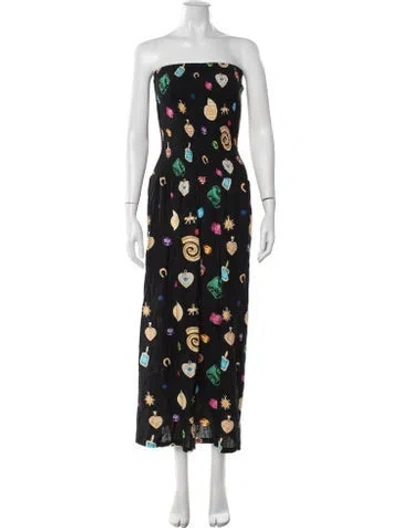 Pre-owned The Wolf Gang Graphic Print Long Dress In Black