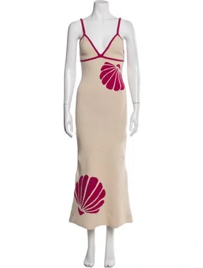 Pre-owned The Wolf Gang Graphic Print Long Dress In Neutral