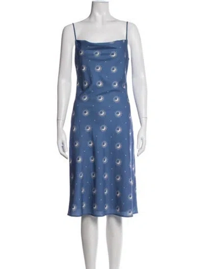 Pre-owned The Wolf Gang Graphic Print Midi Length Dress In Blue