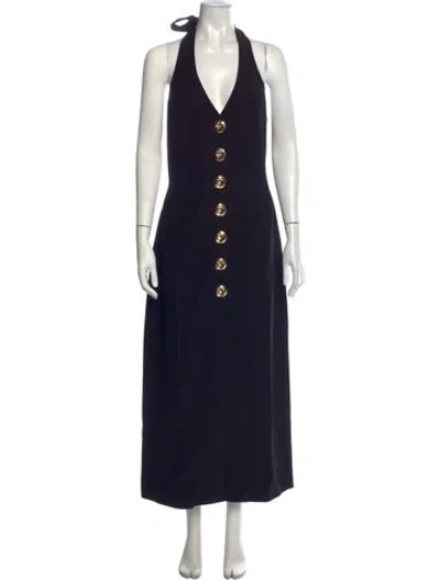 Pre-owned The Wolf Gang Halterneck Long Dress In Blue