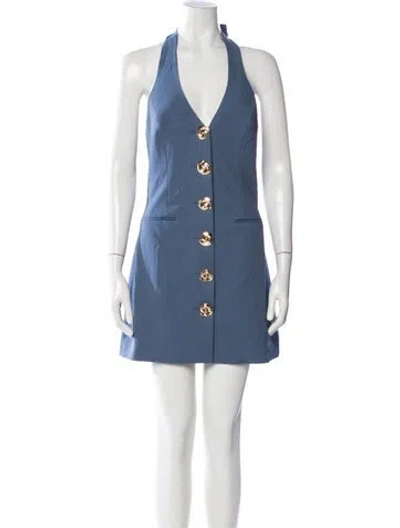 Pre-owned The Wolf Gang Halterneck Mini Dress In Blue