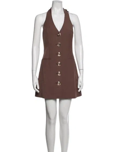 Pre-owned The Wolf Gang Halterneck Mini Dress In Brown