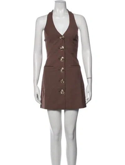 Pre-owned The Wolf Gang Halterneck Mini Dress W/ Tags In Brown