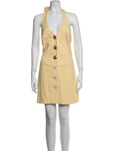 Pre-owned The Wolf Gang Halterneck Mini Dress W/ Tags In Yellow