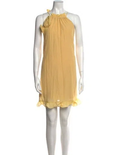 Pre-owned The Wolf Gang Halterneck Mini Dress In Yellow