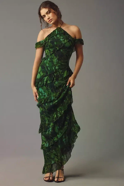 The Wolf Gang Isola Halter Maxi Dress In Green